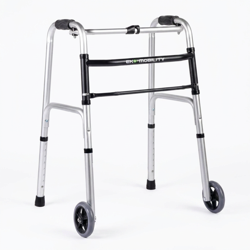 ANDADERA C/RUEDAS ALUM PLEGABLE PLATA (EA200101C)