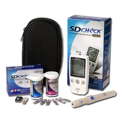 KIT DE GLUCOMETRO SD CHECK+100 LANCETAS +50 TIRAS REACTIVAS