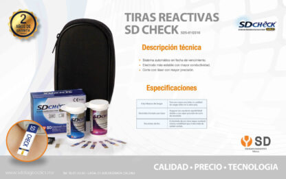 KIT DE GLUCOMETRO SD CHECK+100 LANCETAS +50 TIRAS REACTIVAS