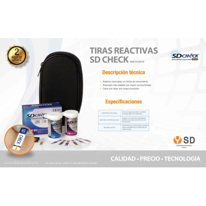 KIT DE GLUCOMETRO SD CHECK+100 LANCETAS +50 TIRAS REACTIVAS