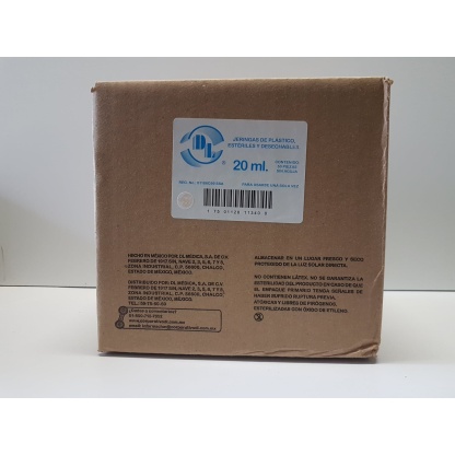 JERINGA DL 20 ml SIN AGUJA (CAJA CON 50 JERINGAS)