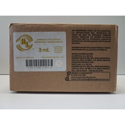 JERINGA DL 3 ml 22Gx32mm (CAJA CON 100 JERINGAS)