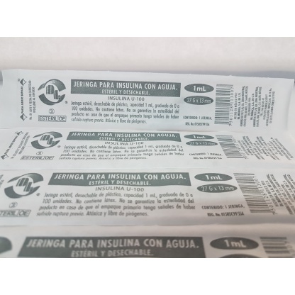 JERINGA DL PARA INSULINA 1 ml 27Gx13mm (CAJA CON 200 JERINGAS)