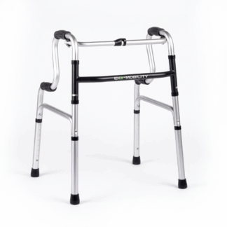 ANDADERA DOBLE APOYO PLATA ALUMINIO PLEGABLE ALT.AJUSTABLE (EA100201C)