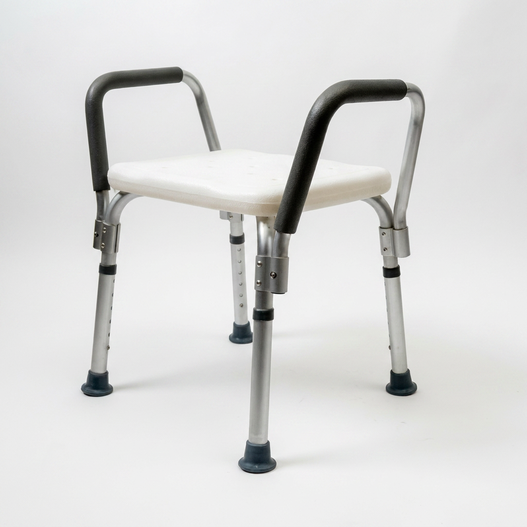 BANCO DE DUCHA C/DESCANSA BRAZO ALUMINIO AJUSTABLE (ED600101C) - Image 2