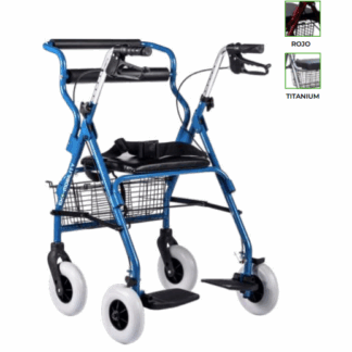 ANDADERA ROLLATOR HIBRIDO ROJO C/CANASTILLA LLANTA 8X2 (ER200101K)