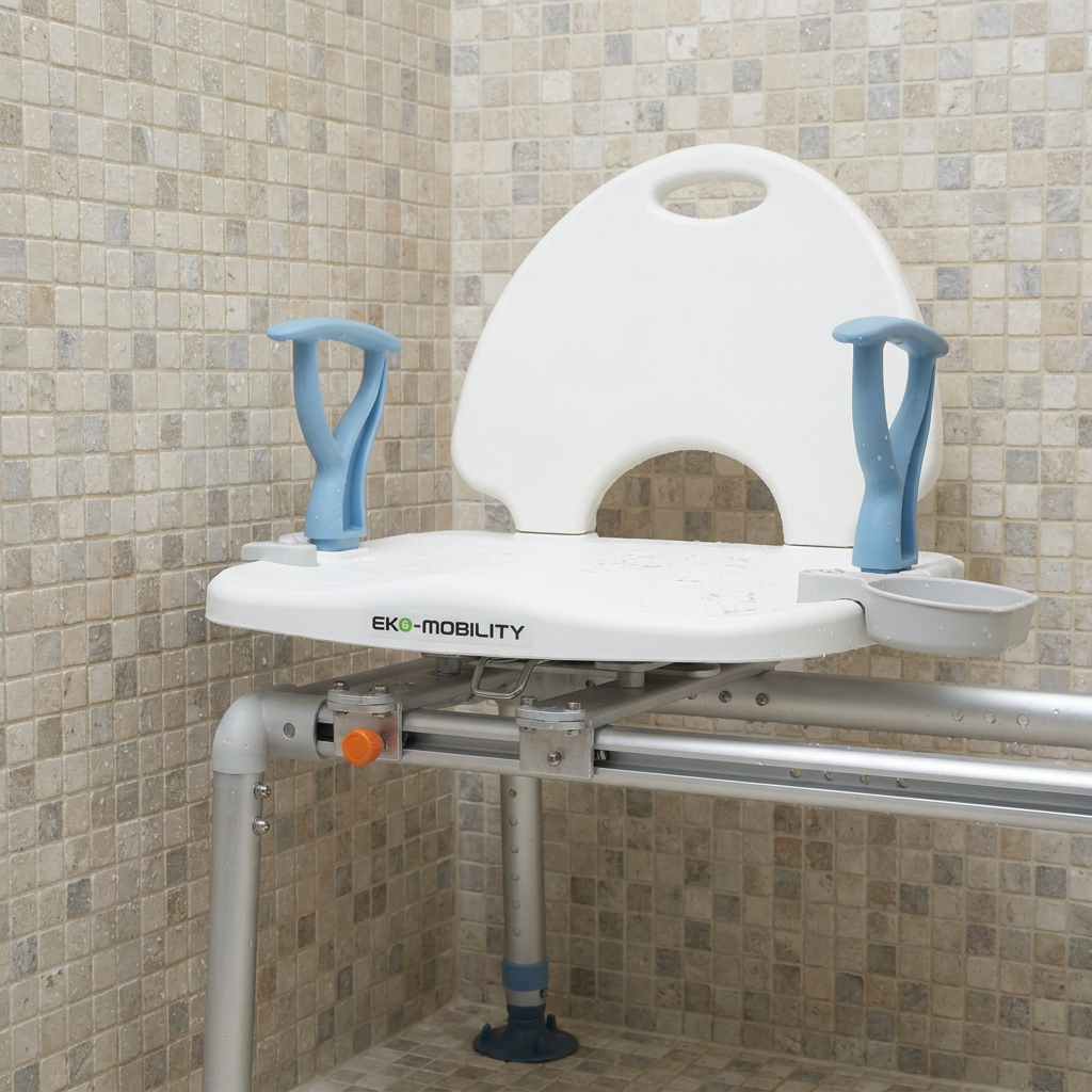 SILLA DUCHA ALUMINO DESLIZABLE/ROTATORIA 360 C/DESCANSABRAZO (ED800301R) - Image 4